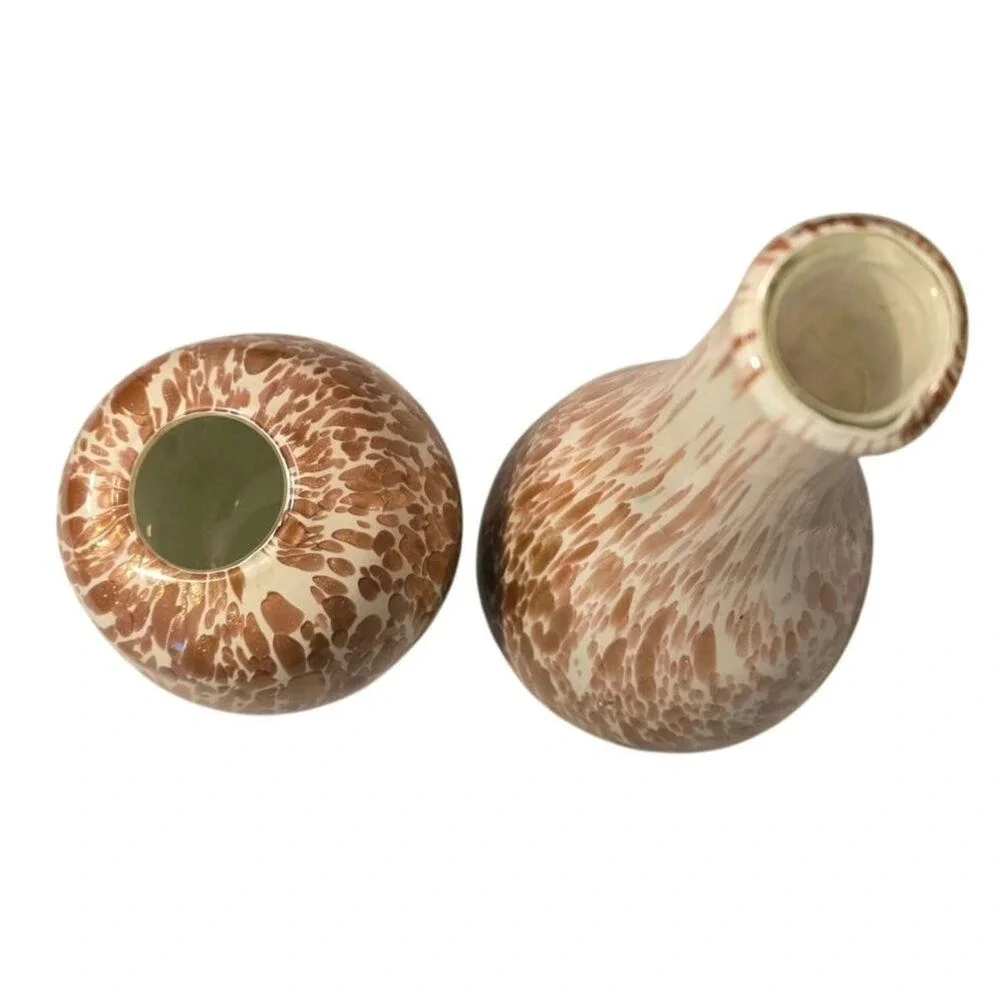 Matching set of glass Vases Gold‎ and white